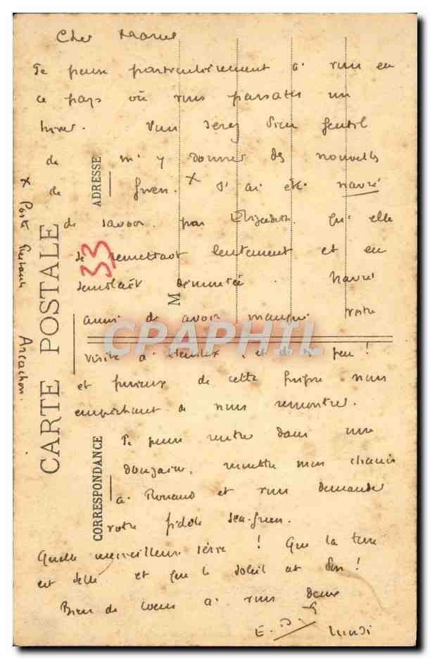 La Côte d'Argent — Le Pin gigantesque et cabanes de pêcheurs sur les bords du lac — Liboune-Henry Collier — Verso