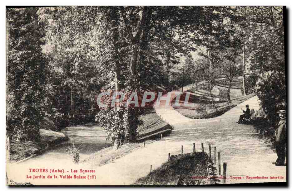 CPA Troyes Les Squares le Jardin De La Vallee Suisse