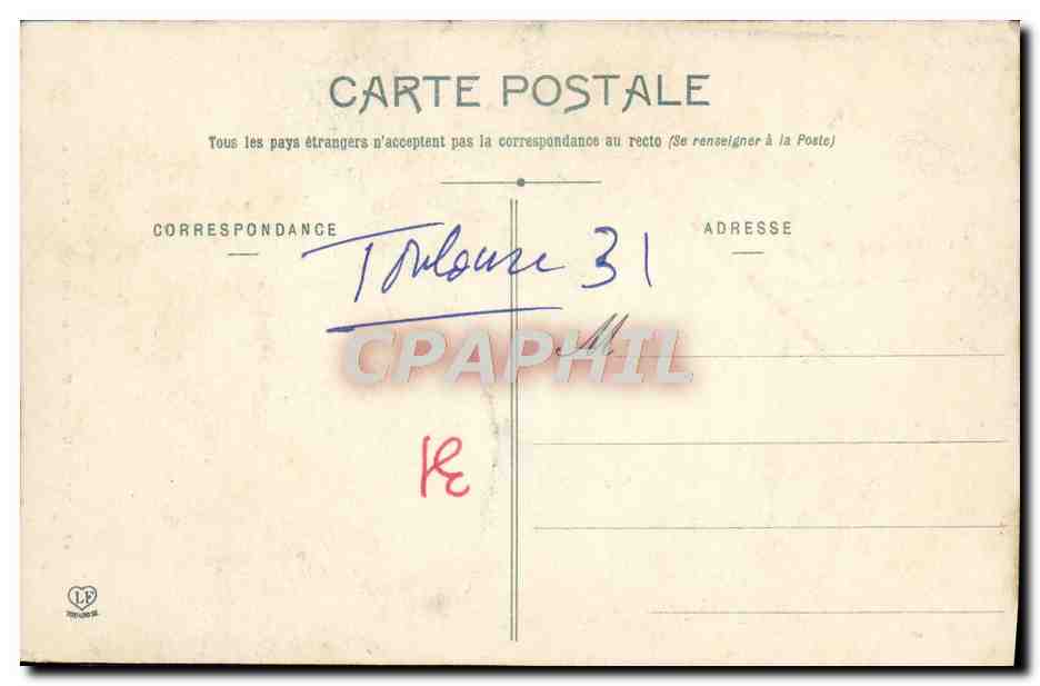 CPA Toulouse Porte De L'Hotel De Felzine — Rückseite