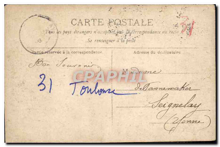 CPA Toulouse Vue Generale Sur La Garonne — Verso
