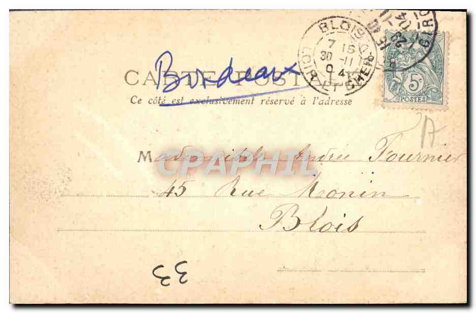CPA Bordeaux Le Socle Du Monument Des Girondins — Verso