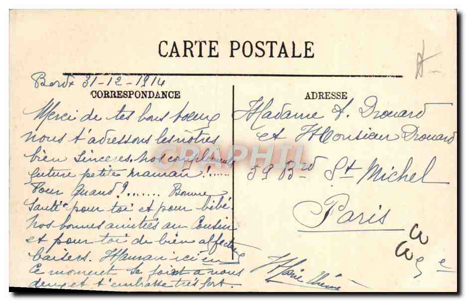 CPA Bordeaux La Tour Pey Berland — Verso