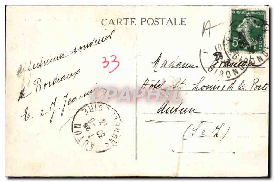 CPA Bordeaux Place Des Quinconces — Verso
