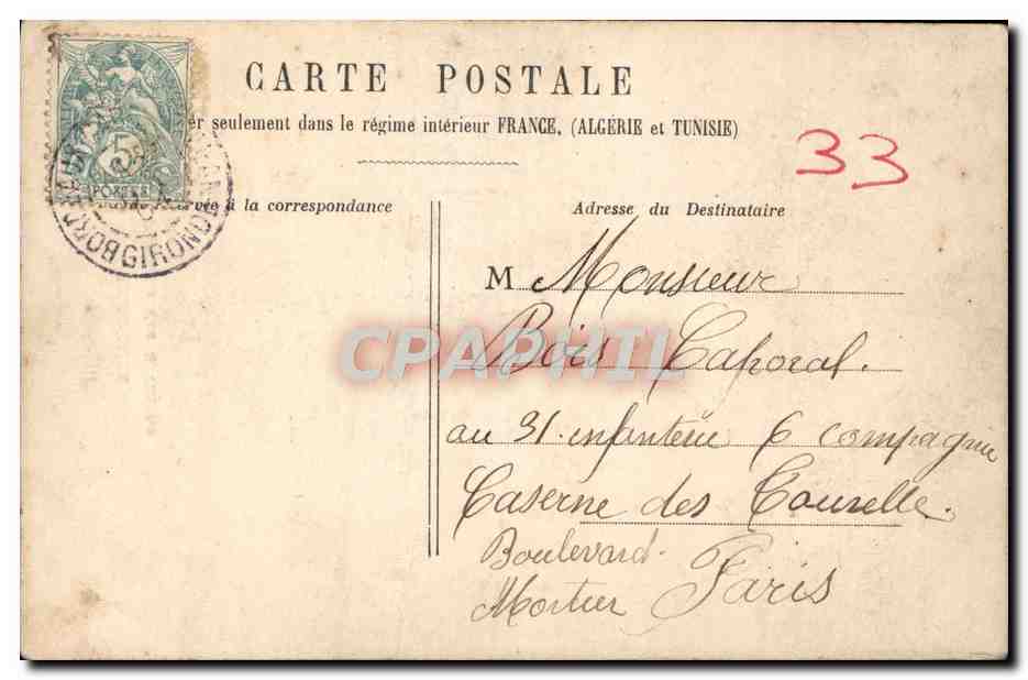 CPA Bordeaux Fontaine Des 3 Graces — Verso