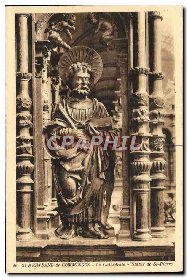 CPA St Bertrand De Comminges La Cathedrale Statue de St Pierre