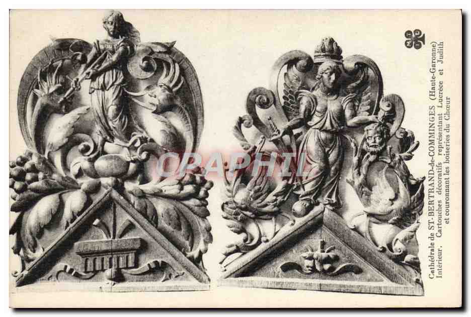 CPA Cathedrale de St Bertrand de Comminges Interieur Cartouches decoratifs representant Lucrece et Judith 