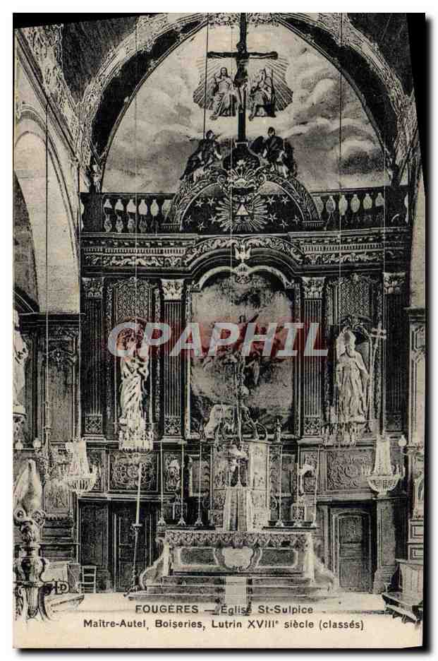 CPA Fougeres Eglise St Sulpice Maitre autel Boiseries Lutrin