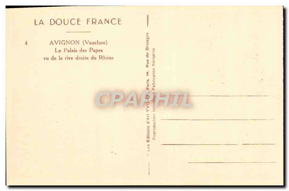 CPA Avignon Le Palais des Papes vu de la rive droite du Rhone — Verso