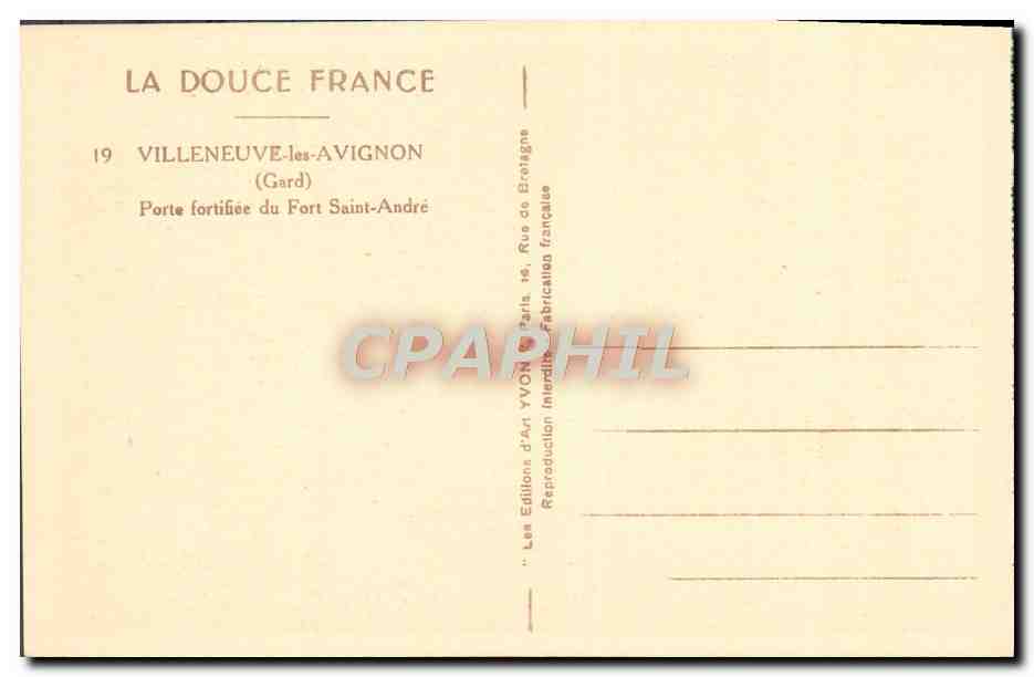 CPA Villeneuve les Avignon Porte fortifiee du Fort Saint Andre  — Verso