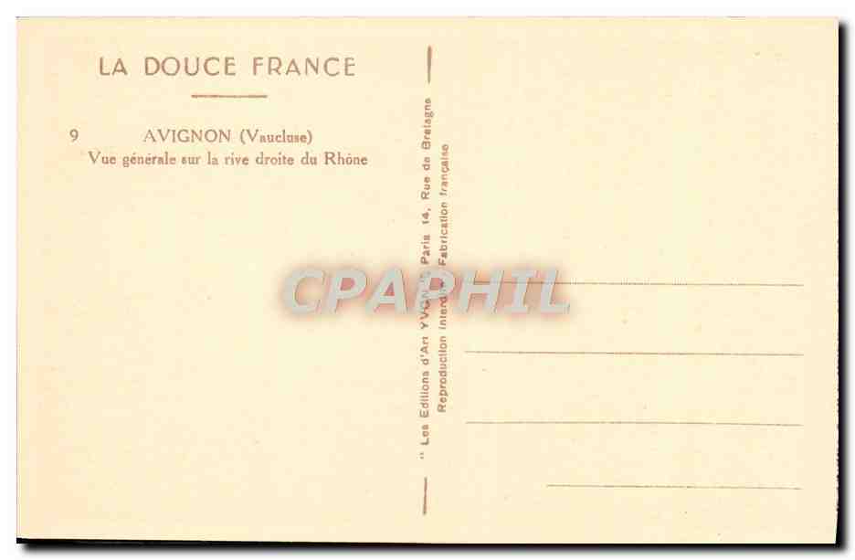 CPA Avignon Vue Generale sur la Rive droite du Rhone — Verso