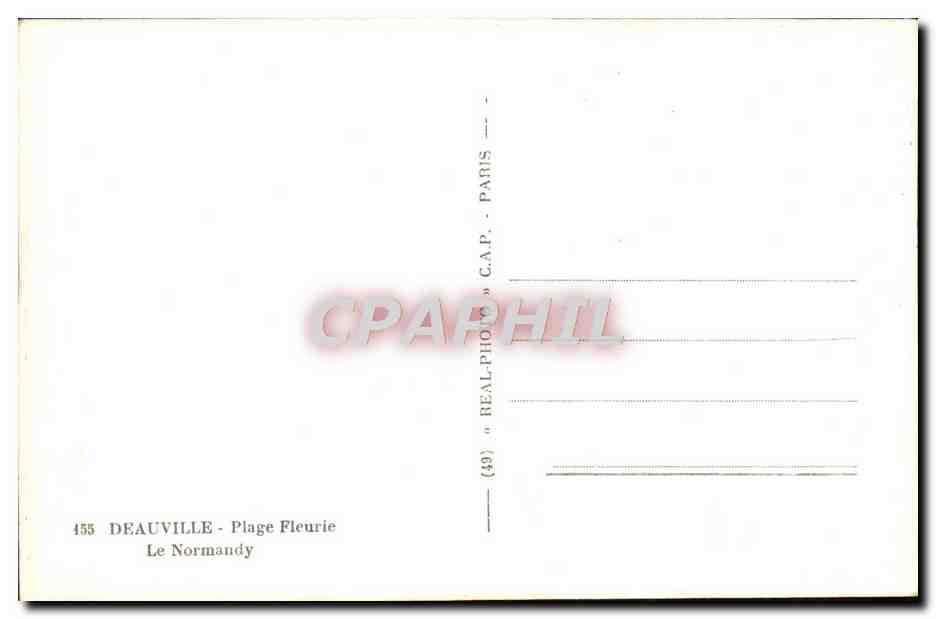 Deauville - Plage Fleurie — Le Normandy — C.A.P. REAL-PHOTO - PARIS — Rückseite
