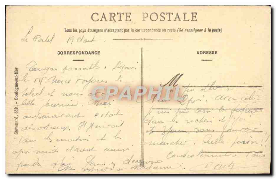 CPA Le Portel Barque de Peche et la Cote Vers Boulogne — Verso