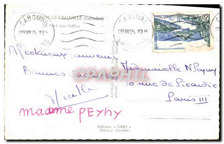 Port des Yachts à Cabourg — vue avec voile n°70 — Éditions Gaby — Rückseite