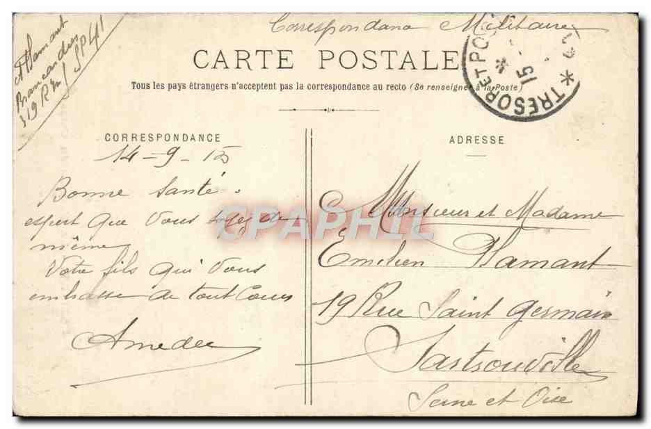 CPA Nomexy La Chapelle du Coteau — Rückseite