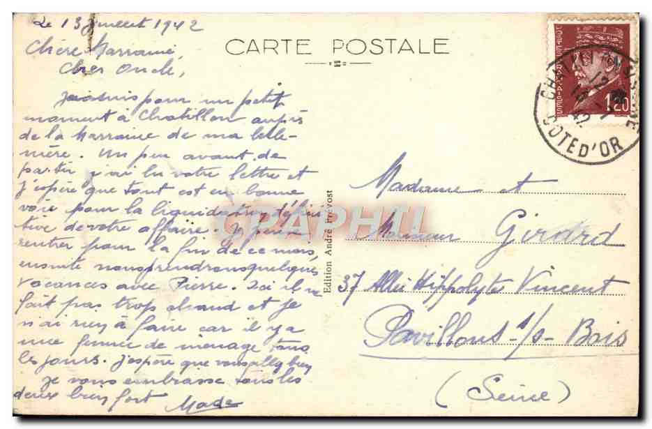 CPA Chatillon sur Seine La Promenade de la Douix — Rückseite
