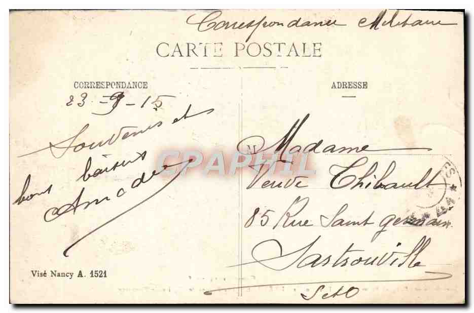 CPA Luneville les Ruines de L'Eglise Militaria  — Rückseite