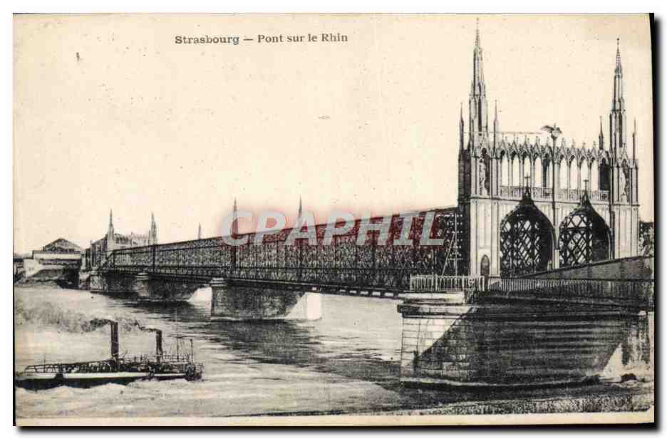 CPA Strasbourg Pont Sur le Rhin Bateau