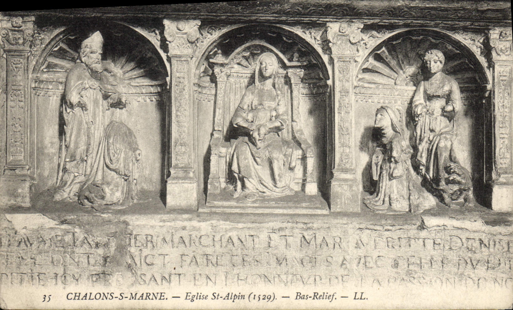 Chalons-sur-Marne — Église St-Alpin — Bas-relief (1529)