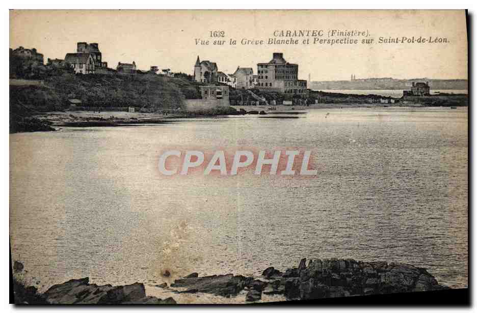 CPA Carantec Vue Sur La Greve Blanche et Perspective sur Saint Pol de Leon 