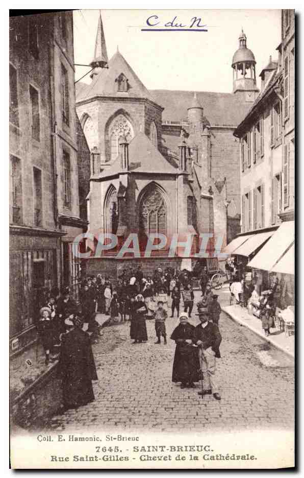 Saint-Brieuc - Rue Saint-Gilles - Chevet de la Cathédrale — Coll. E. Hamonic, n° 7645