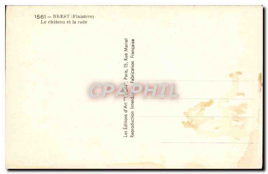 CPA Brest La Chateau et la Rade Bateau — Rückseite