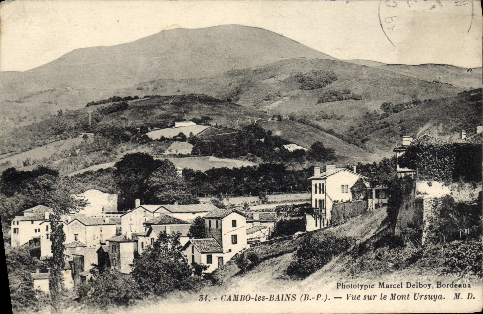 CAMBO-les-BAINS (B.-P.) — Vue sur le Mont Ursuya — Phototypie Marcel Delboy, Bordeaux