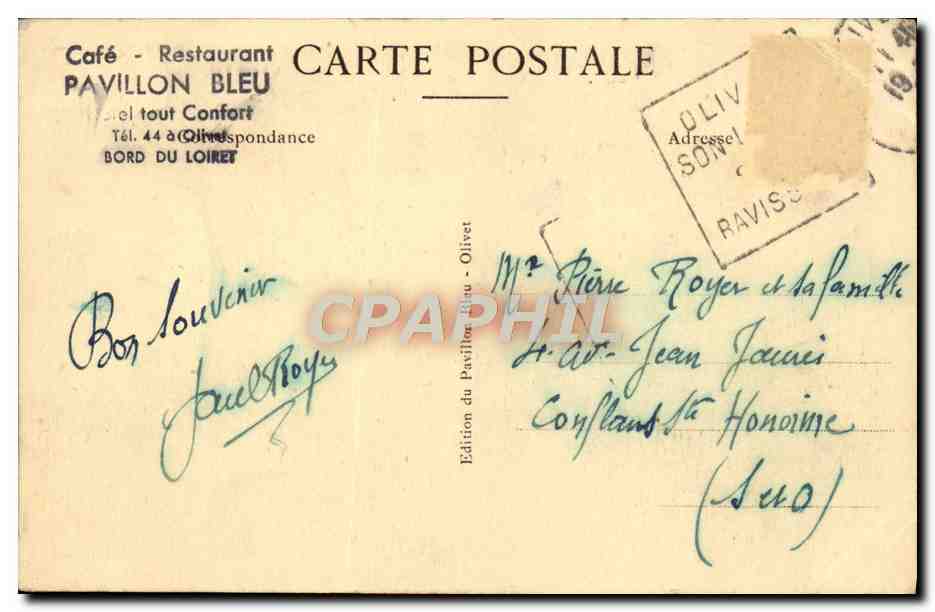 CPA Olivet La Flottille du Pavillon Bleu Sur le Loiret — Verso