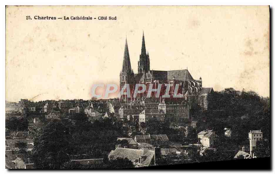 Chartres — Die Kathedrale — Südseite — Robert Laillet, Verleger-Fotograf in der rue Delacroix, Chartres