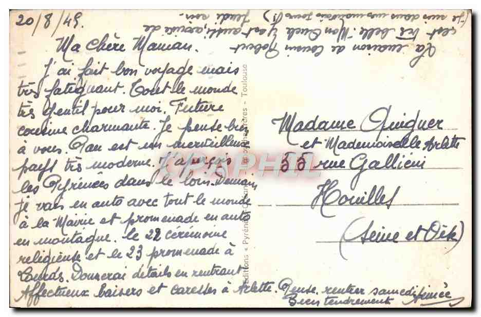 CPA Pau Vue Generale Sur Le Gave — Rückseite