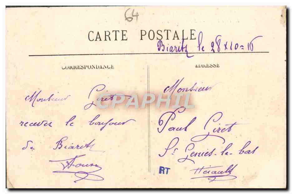 CPA Biarritz Pittoresque Le Port Vieux Villa Belza et la Cote des Basques  — Rückseite