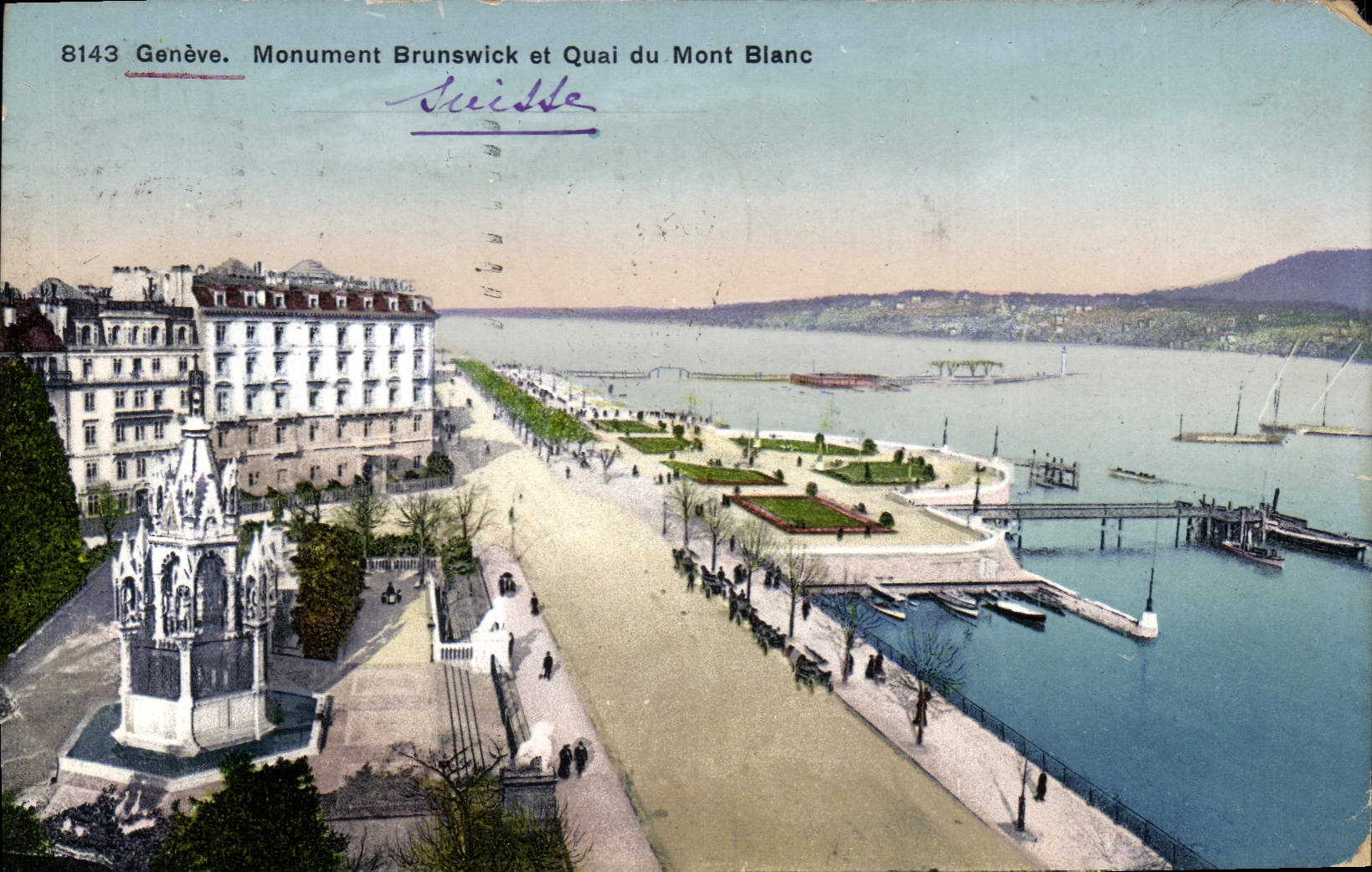 CPA Geneve Monument Brunswick et Quai du Mont Blanc