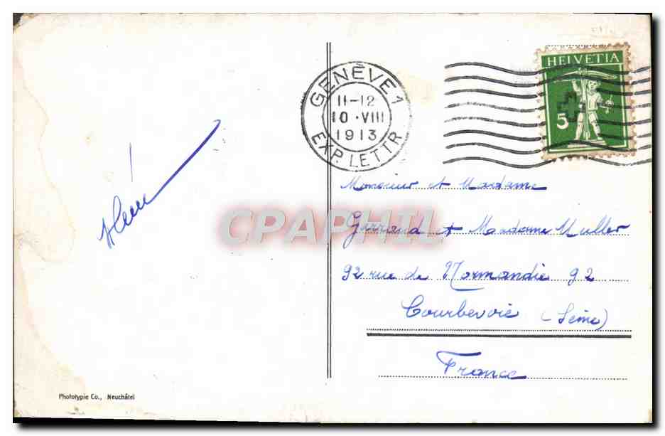 CPA Geneve Monument Brunswick et Quai du Mont Blanc — Rückseite