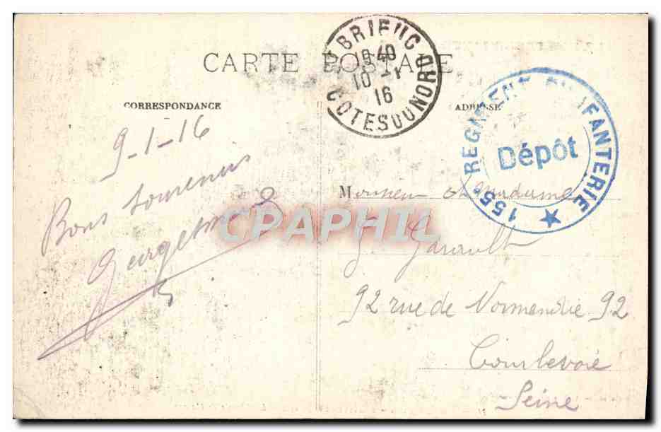 CPA St Brieuc Le Legue Le chemin de Halage  — Rückseite