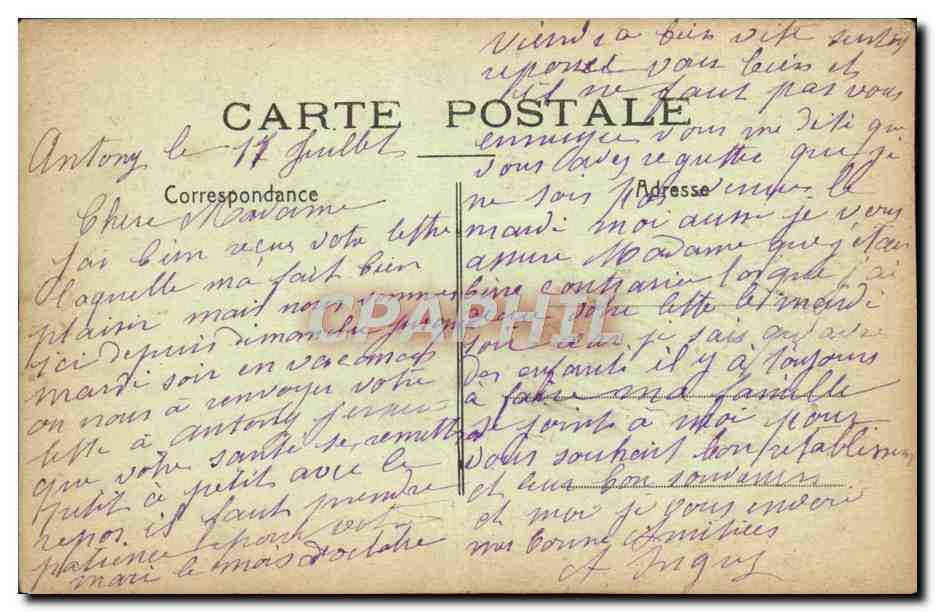 CPA Antony L'Etang — Rückseite