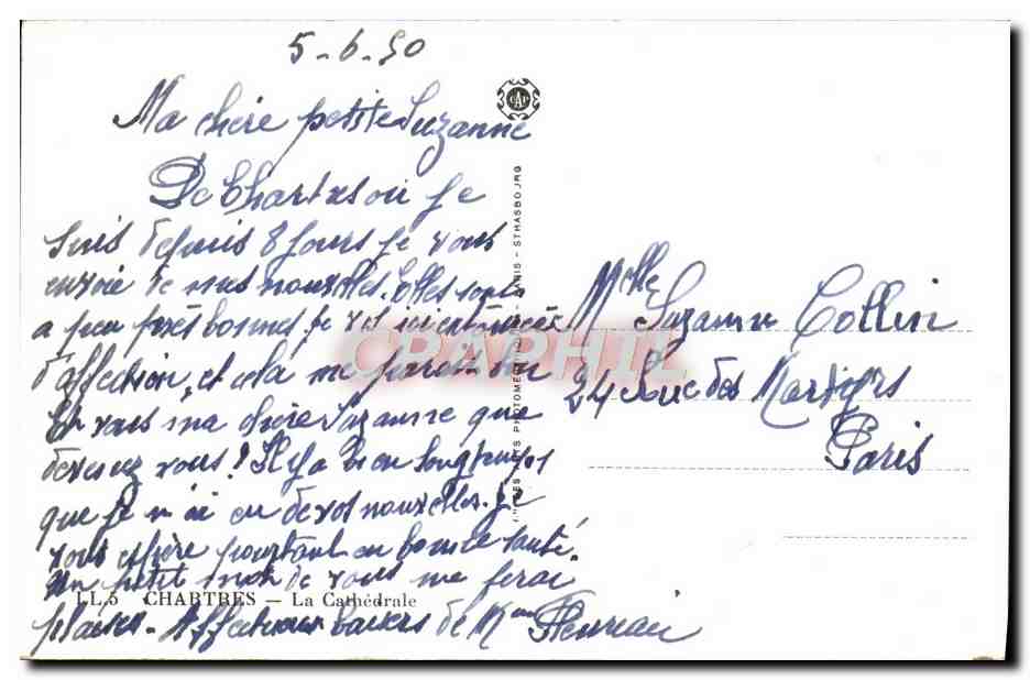 CPA Chartres La cathedrale — Verso