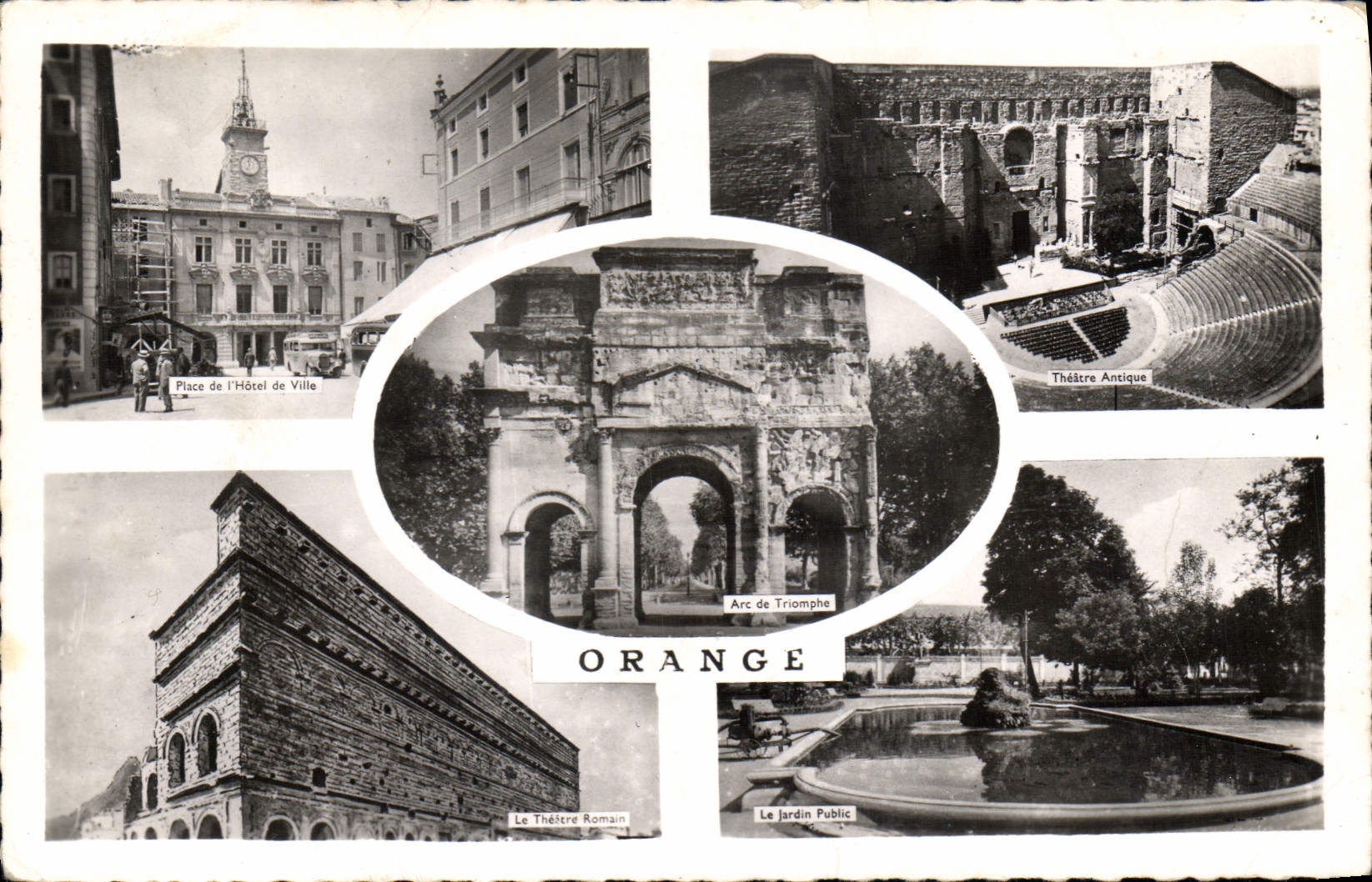 CPM Orange Place de l'hotel de ville Theatre romain Theatre antique Jardin public 