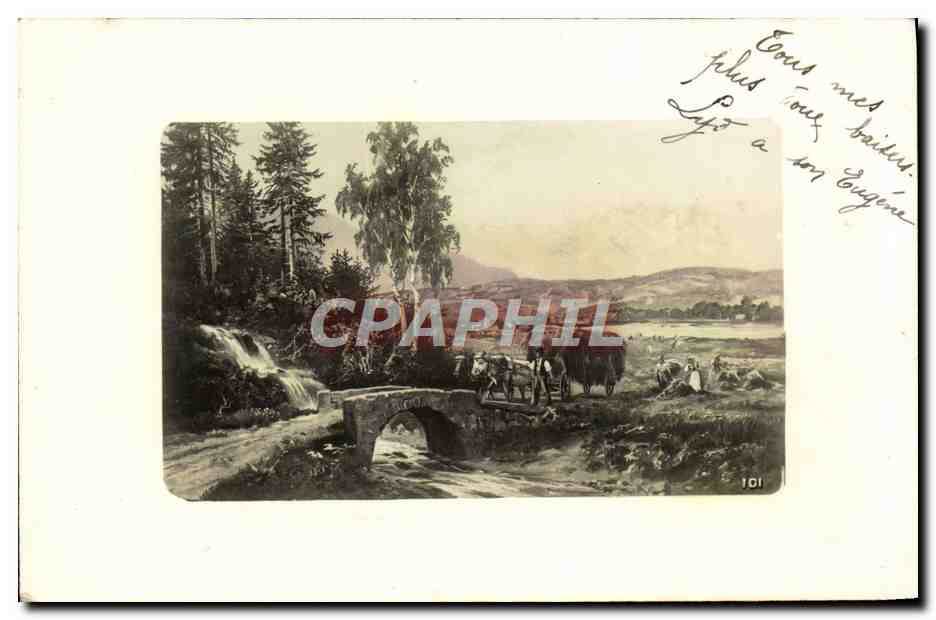 CPA Fantaisie Attelage Boeufs 