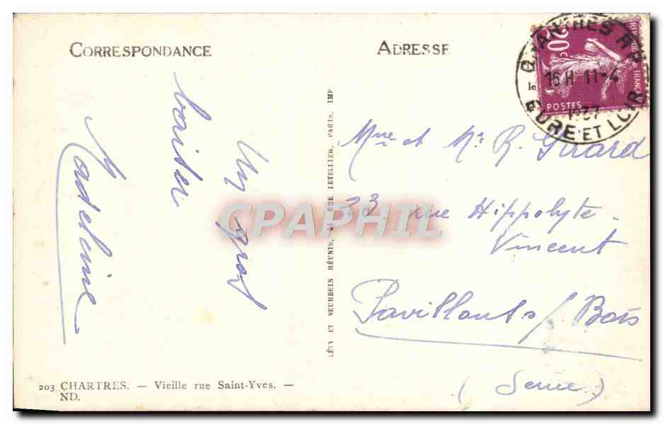 CPA Chartres Vieille rue Saint Yves Femme Folklore — Verso