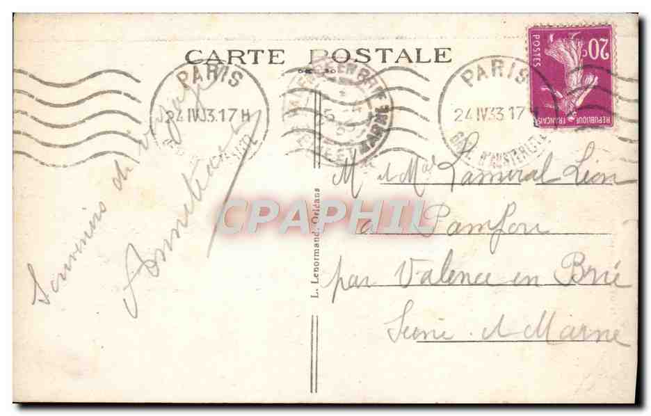 CPA Blois Escalier Denis Papin — Verso