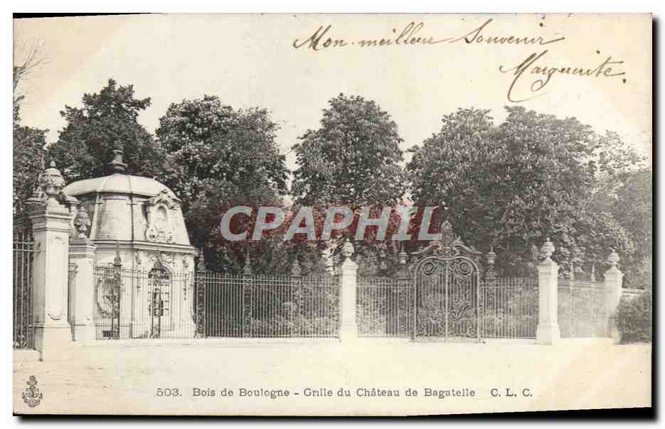 CPA Bois de Boulogne Grille du Chateau de Bagatelle