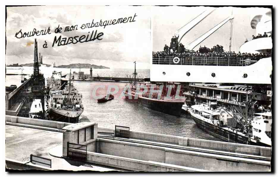 CPM Souvenir De Mon Embarquement Marseille Quai de la Joliette Embarcadere Bateau
