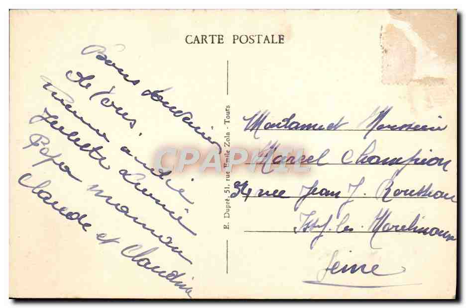 CPA Tours Le Pont Bonaparte Et La Loire — Rückseite