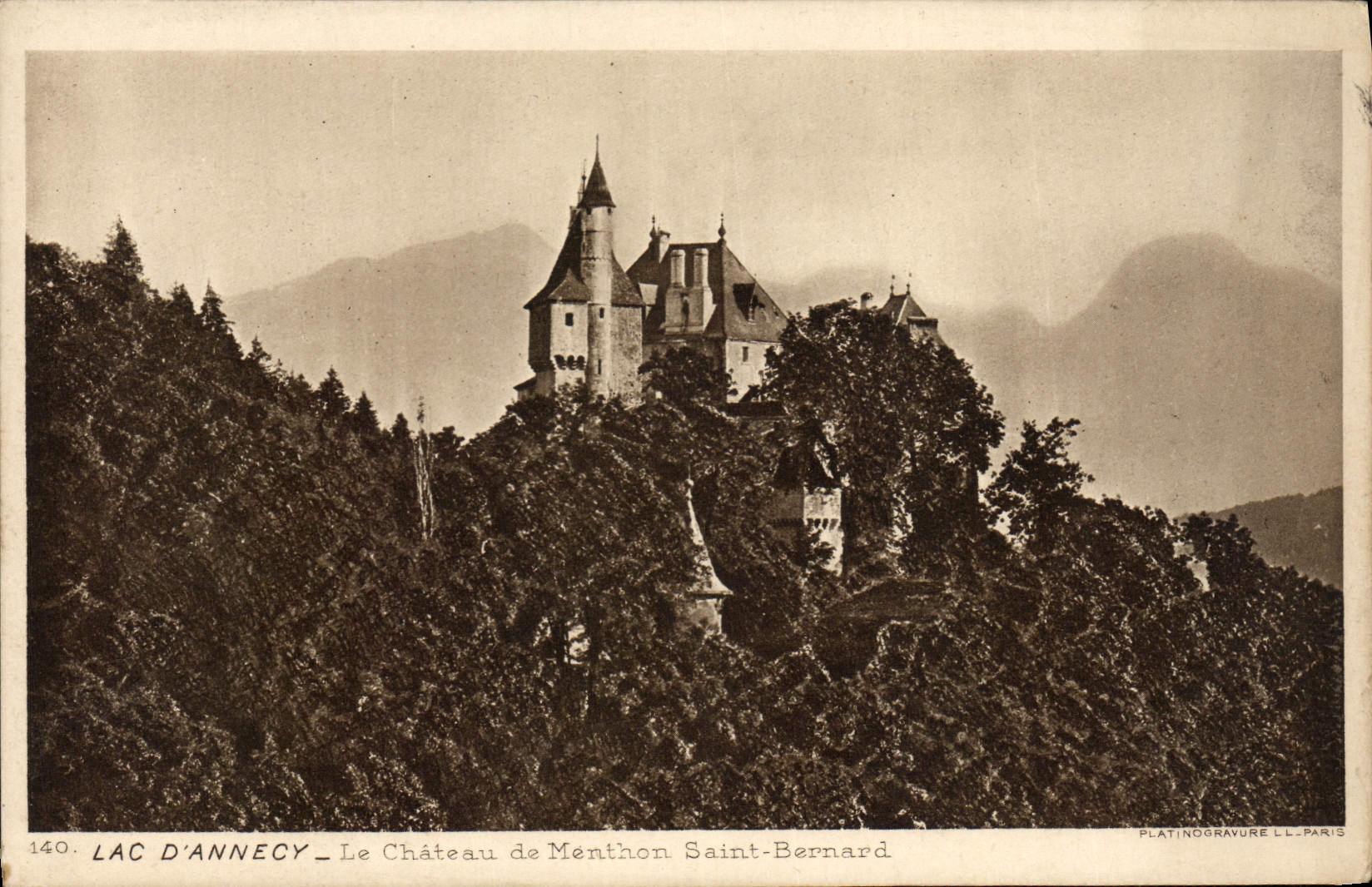 Lac d'Annecy — Le Château de Menthon Saint-Bernard — Platinogravure L.L. Paris n°140