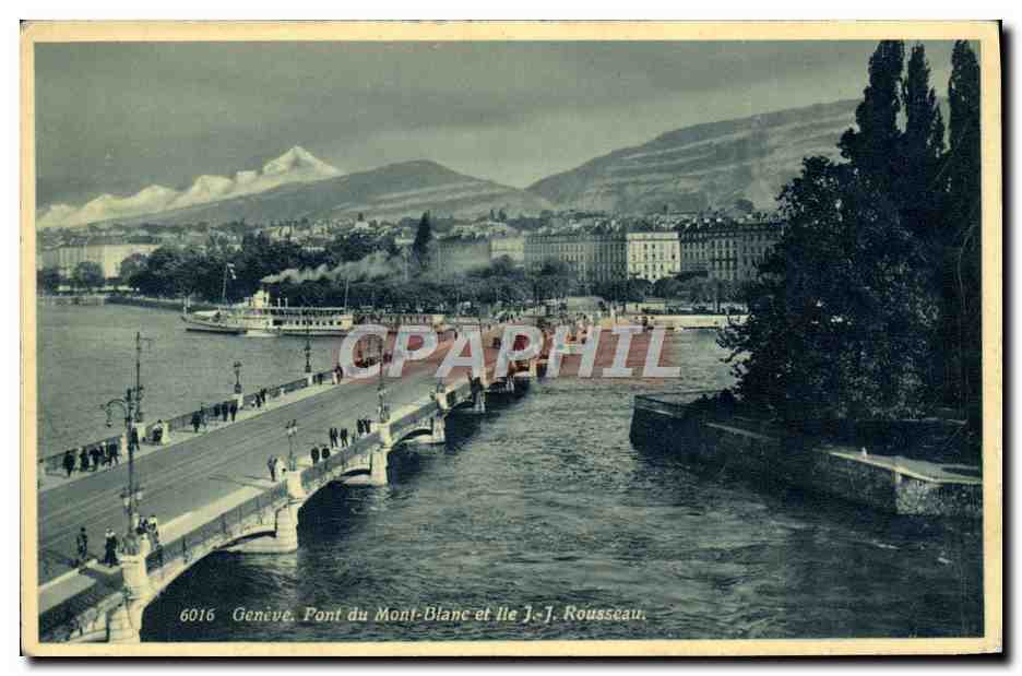 CPA Geneve Pont Du Mont Blanc Et Ile JJ Rousseau