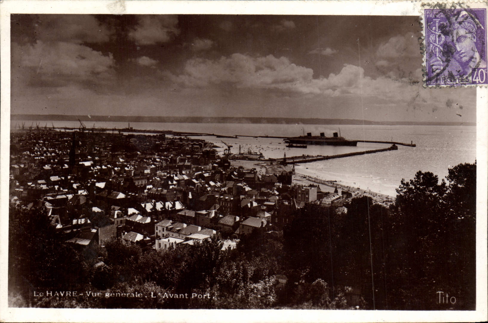 CPA Le Havre Vue Generale L'Avant Port Bateau Paquebot
