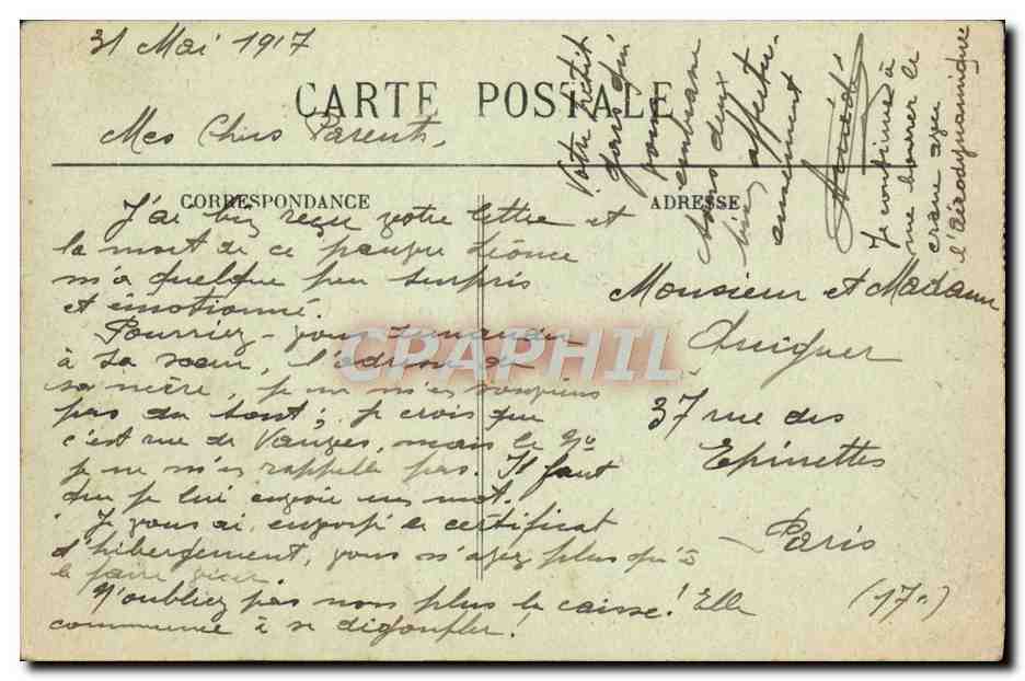 LYON — Pont de la Guillotière et Coteau de Fourvière — E. R. — Verso