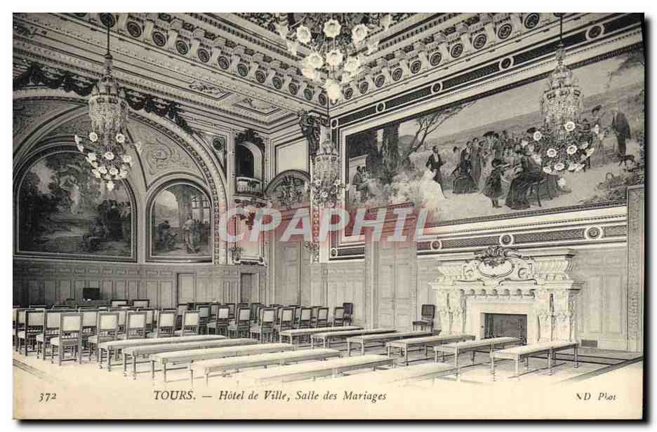 CPA Tours Hotel De Ville Salle Des Mariages