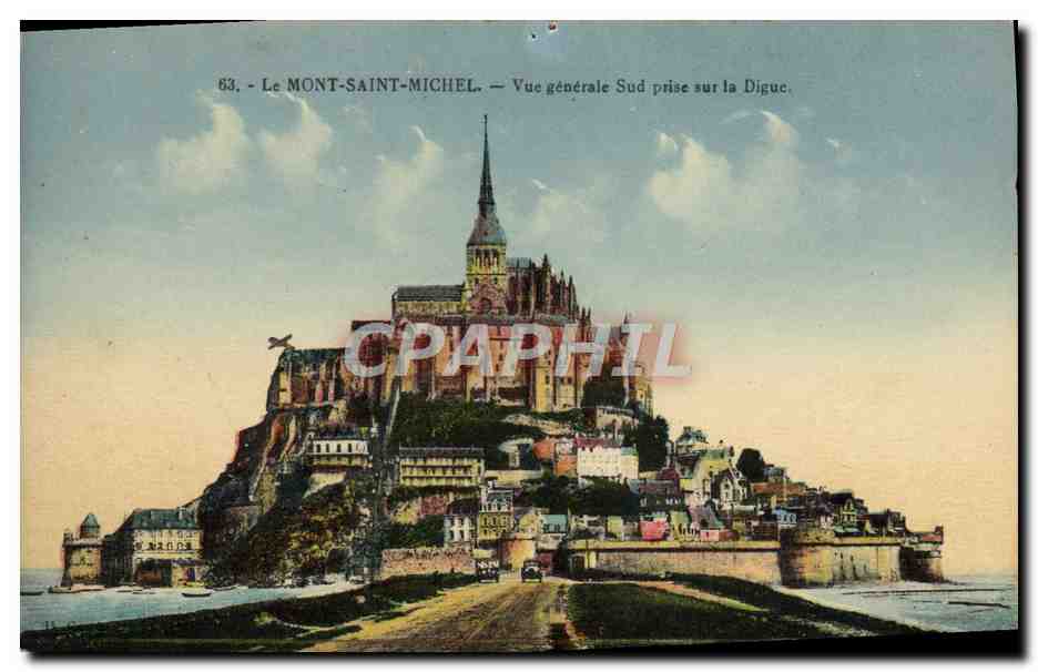 CPA Le Mont Saint Michel Vue Generale Sud Prise Sur La Digue