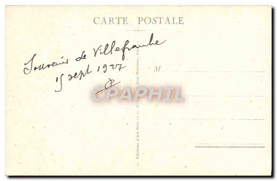 La Rade et Saint-Jean-Cap-Ferrat — vue de la baie avec navires — éditeur RM, n° 855 — Verso