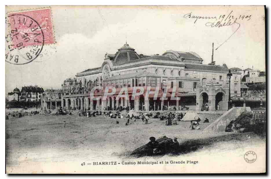 CPA Biarritz Casino Municipal Et La Grande Plage